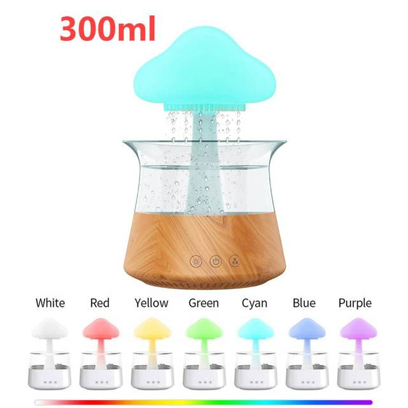 Mushroom Rain Air Humidifier Electric Aroma Diffuser Rain Cloud Smell Distributor Relax Water Drops Sounds Colorful Night Lights